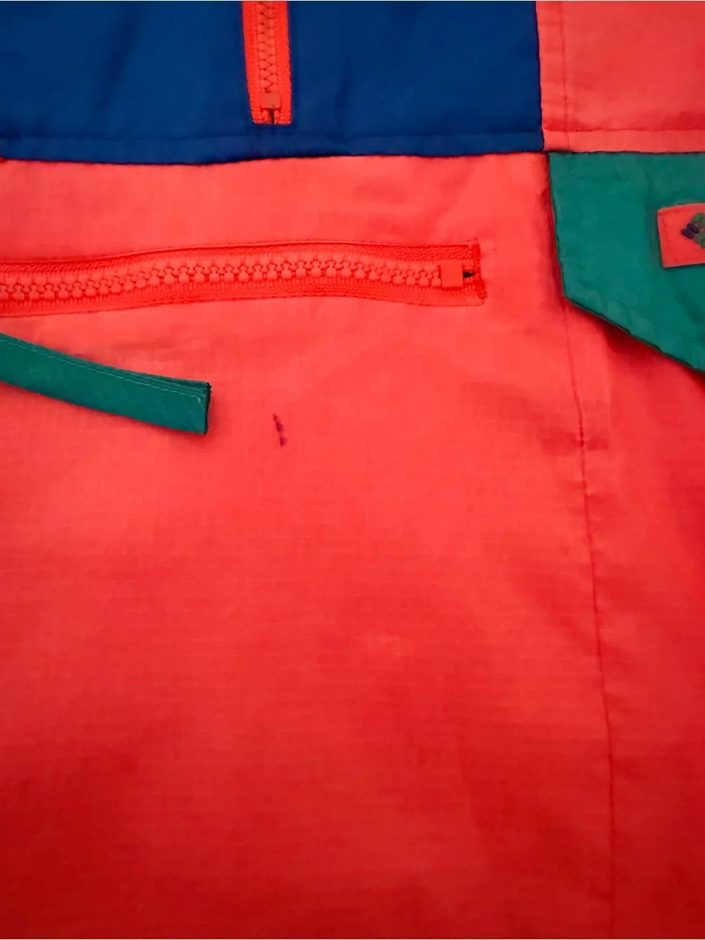 Columbia Retro 80s Pullover Windbreaker Neon Color Block Hooded Jacket Men’s L